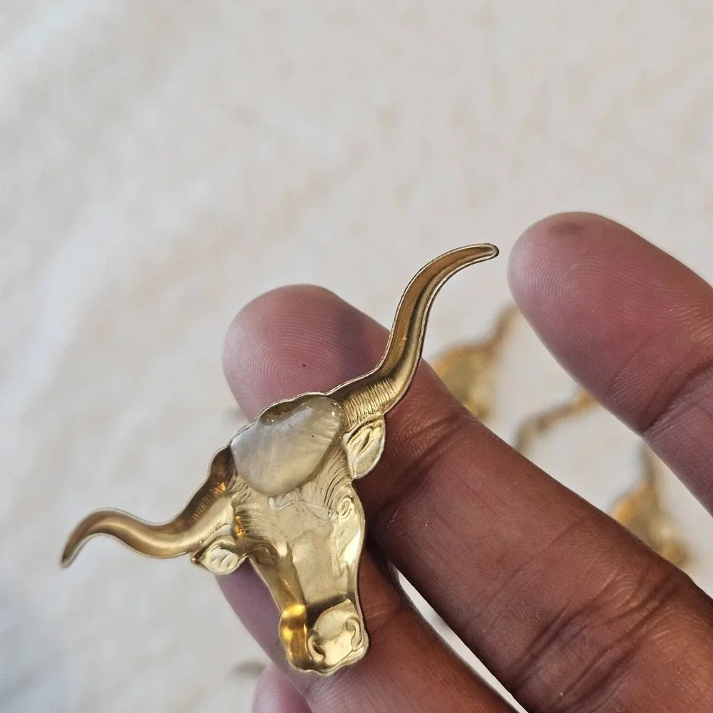 Brass‎ tone metal longhorn steer head crafting lot of 10 pcs